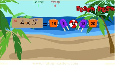 Solve the Problems in Beach Rush | Multiplication.com