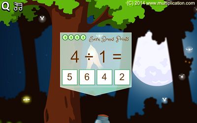 Answer Division Facts in Pixie Catcher Division | Multiplication.com