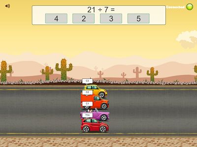 Practice the Division Facts in Road Rally Multiplayer Division | Multiplication.com
