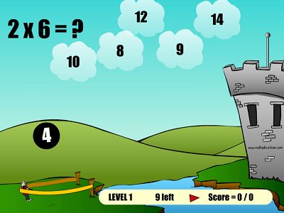 Solve a Fact to Launch a Knight in The Flight of the Knight | Multiplication.com