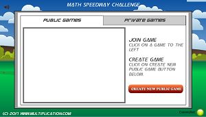 Join a Public Game in Math Speedway Challenge Division | Multiplication.com