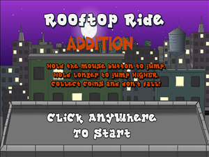 Rooftop Ride Addition - Opening screen and directions for the game