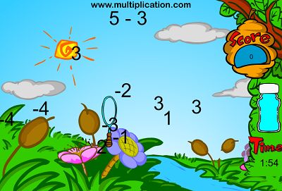 Catch the Answers with Bubbles in Bubble Bugs Subtraction | Multiplication.com