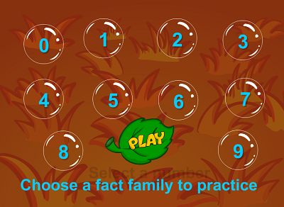 Choose a Fact Family in Bubble Bugs Subtraction | Multiplication.com