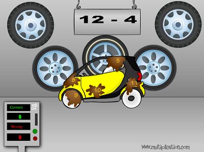 Solve the Facts to Clean the Cars in Car Wash Subtraction | Multiplication.com