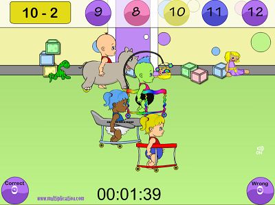 Solve the Subtraction Problems in Diaper Derby Subtraction | Multiplication.com