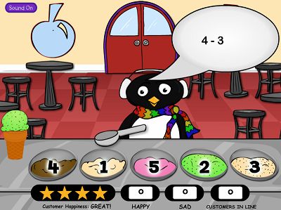 Serve Two Scoops in Level Two of Flurry of Flavors Subtraction | Multiplication.com