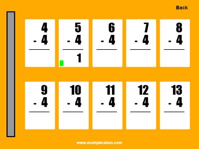 Practice the Subtraction Facts in Quick Flash II Subtraction | Multiplication.com