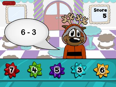 Sell Cookie Tin Bows in Reindeer Cafe Subtraction | Multiplication.com