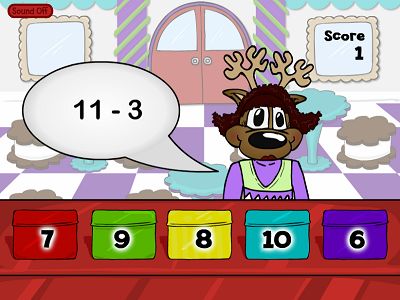 Sell Cookie Tins in Reindeer Cafe Subtraction | Multiplication.com