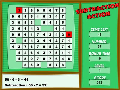 Pratice Subtraction in Subtraction Action | Multiplication.com