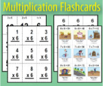 Stack of multiplication flashcards.
