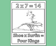 Student coloring page provides valuable memory reinforement for 2x7.