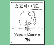 Student coloring page provides valuable memory reinforement for 3x4.