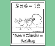 Student coloring page provides valuable memory reinforement for 3x6.