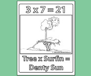 Student coloring page provides valuable memory reinforement for 3x7.