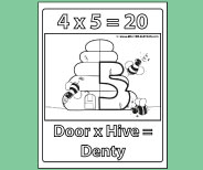 Student coloring page provides valuable memory reinforement for 4x5.