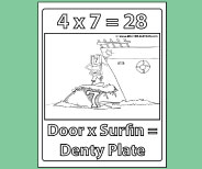 Student coloring page provides valuable memory reinforement for 4x7.