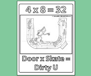 Student coloring page provides valuable memory reinforement for 4x8.