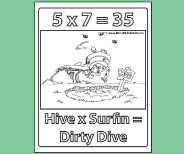 Student coloring page provides valuable memory reinforement for 5x7.