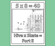 Student coloring page provides valuable memory reinforement for 5x8.