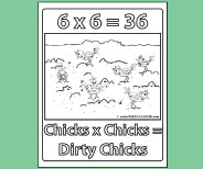 Student coloring page provides valuable memory reinforement for 6x6.