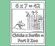 Student coloring page provides valuable memory reinforement for 6x7.