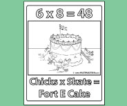 Student coloring page provides valuable memory reinforement for 6x8.