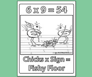 Student coloring page provides valuable memory reinforement for 6x9.