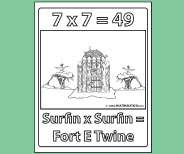 Student coloring page provides valuable memory reinforement for 7x7.