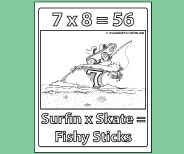 Student coloring page provides valuable memory reinforement for 7x8.