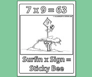Student coloring page provides valuable memory reinforement for 7x9.