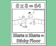 Student coloring page provides valuable memory reinforement for 8x8.