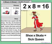 This large class size printable teaching card helps teach the 2x8 picture and story.