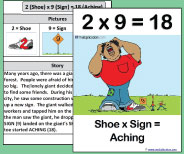 This large class size printable teaching card helps teach the 2x9 picture and story.