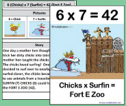 This large class size printable teaching card helps teach the 6x7 picture and story.