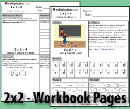 Two printable workbook pages designed to build fluency and deepen understanding of 2x2.