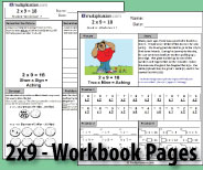 Two printable pages designed to build fluency and deepen understanding of 2x9.