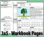 Two printable pages designed to build fluency and deepen understanding of 3x5.