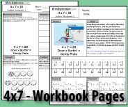 Two printable pages designed to build fluency and deepen understanding of 4x7.