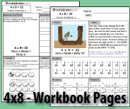 Two printable pages designed to build fluency and deepen understanding of 4x8.