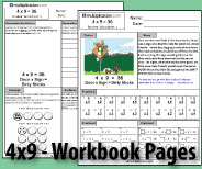 Two printable pages designed to build fluency and deepen understanding of 4x9.