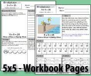 Two printable pages designed to build fluency and deepen understanding of 5x5.