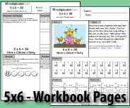 Two printable pages designed to build fluency and deepen understanding of 5x6.