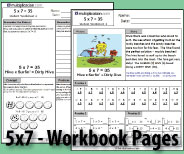 Two printable pages designed to build fluency and deepen understanding of 5x7.