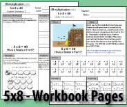 Two printable pages designed to build fluency and deepen understanding of 5x8.