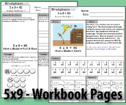Two printable pages designed to build fluency and deepen understanding of 5x9.