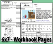 Two printable pages designed to build fluency and deepen understanding of 6x7.