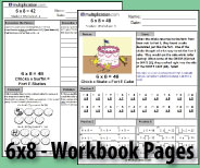 Two printable pages designed to build fluency and deepen understanding of 6x8.