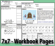 Two printable pages designed to build fluency and deepen understanding of 7x7.